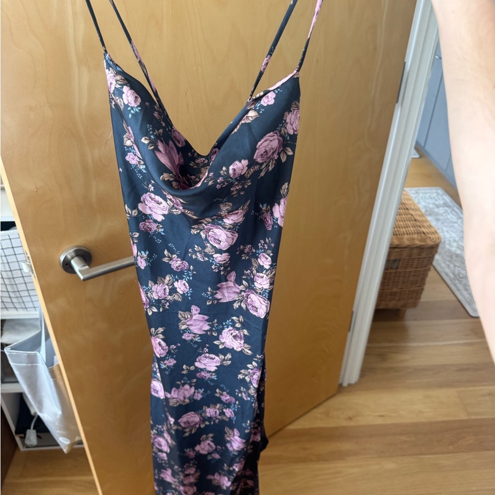 Astr Floral Slip Dress - Black and Pink tags on